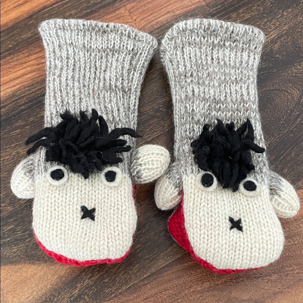 Sock Monkey Face Mittens (Adult or Kids)